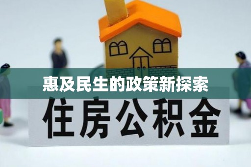 惠济惠及民生的政策新探索
